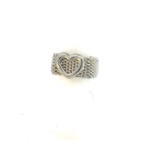 Tiffany & Co Estate Somerset Heart Ring 7 Silver 9.60 mm TIF609 - Picture 8 of 8